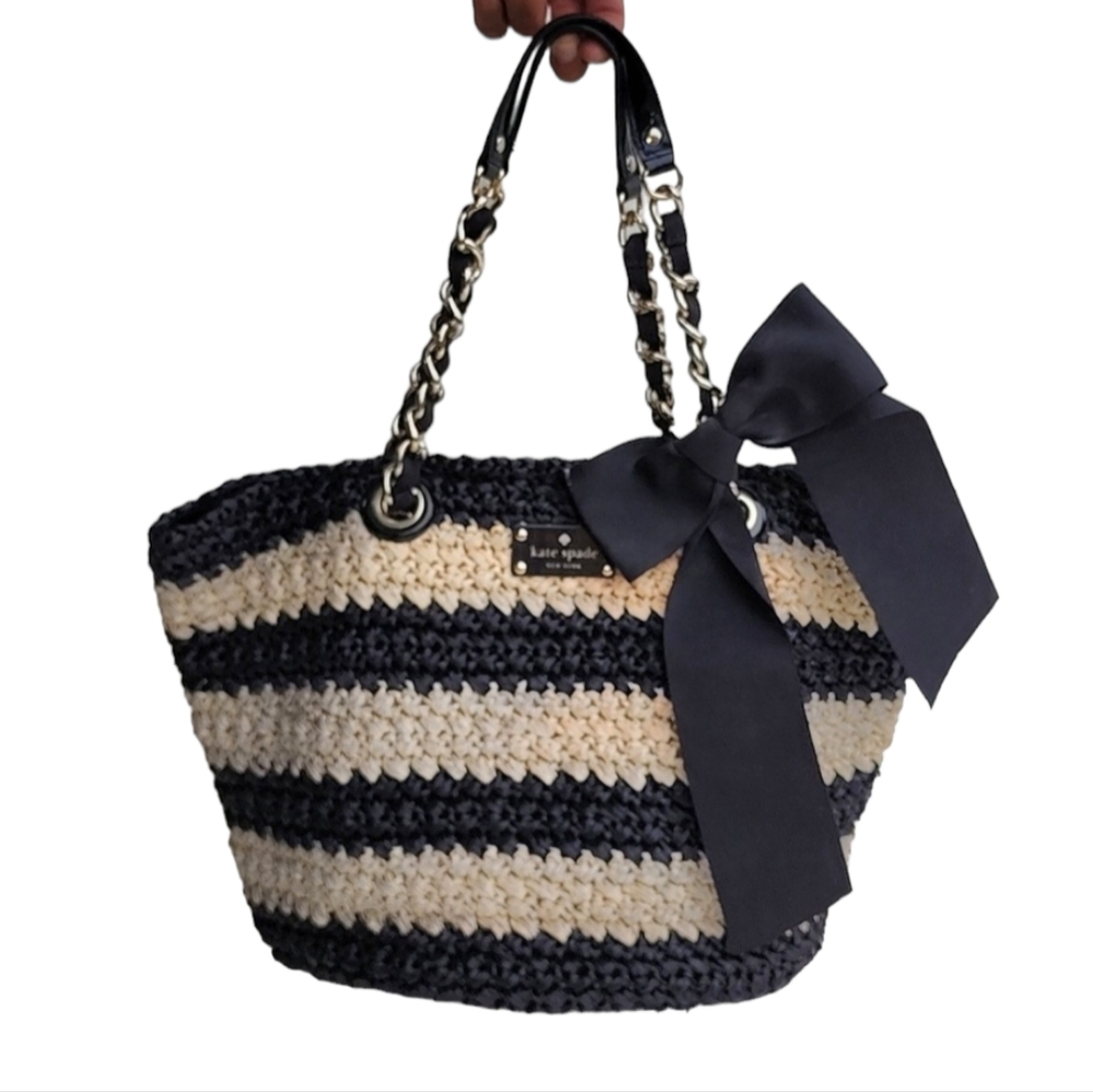 Kate Spade straw bag black/beige